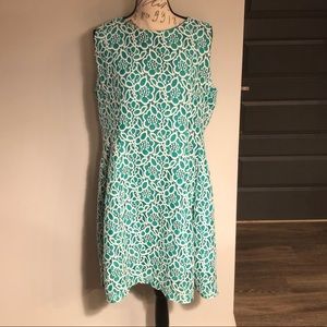 Teal & White Floral Print Dress👗